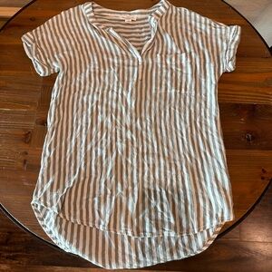 Striped Short Sleeve Blouse